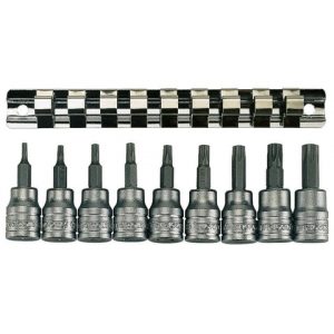 9PC 3/8" Drive Clip/Tx Bit Socket Set