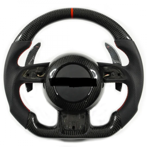 custom carbon fiber steering wheel with leather for audi A1/A6/A7/S/RS/with shift paddles and airbag cover